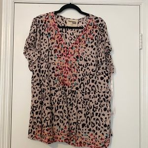 Leopard Embroidery Top